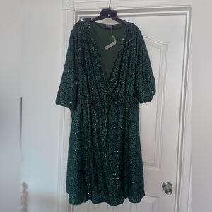 Bloomchic Emerald Green Sequin Dress Size 28 Plus NWT